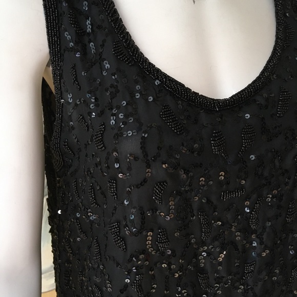 Silk beaded black beads & sequins evening top new - Picture 5 of 7